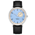 TOPHILL SIMPLE Men's Classic Analog Watch - 40mm Steel Case, Sapphire Glass, Leather Band, Multi-Level Dial with Date Display, 3ATM Water Resistant, Minimalist Business Watch for Men