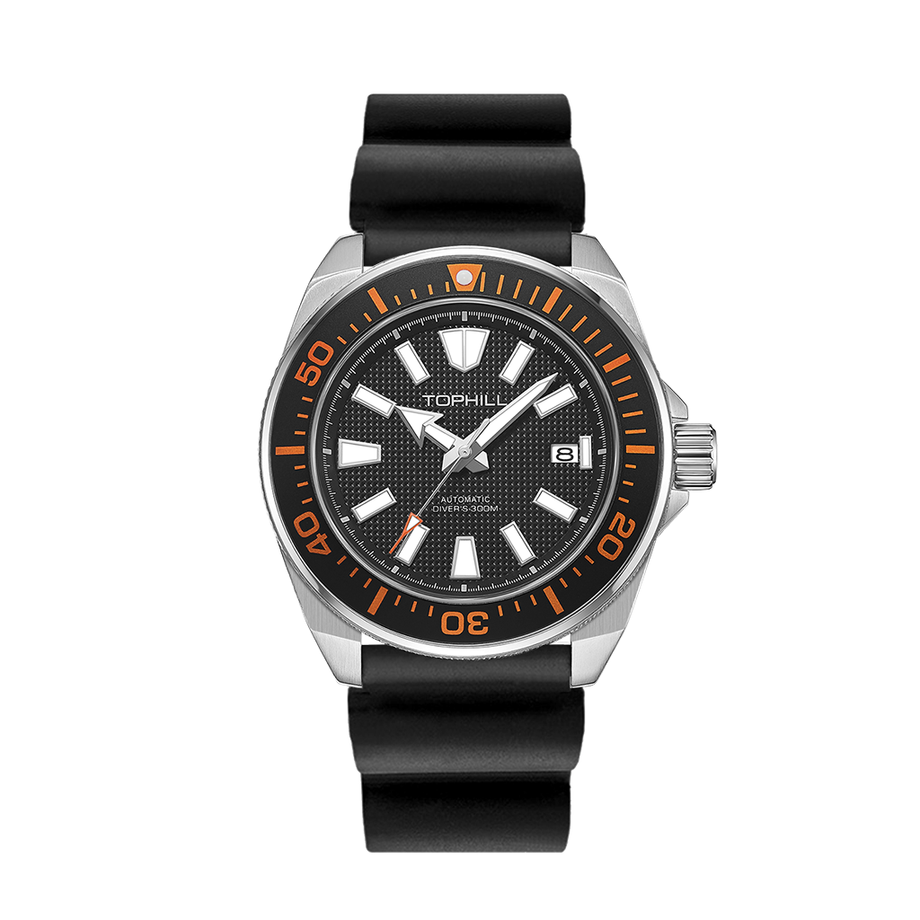 TOPHILL Men's Automatic Dive Watch 300M Waterproof, NH35 Movement, Sapphire Crystal, 316L Steel Bracelet, Luminous Dial, Date Function, Professional Diving Equipment TD008G tophillwatch.com