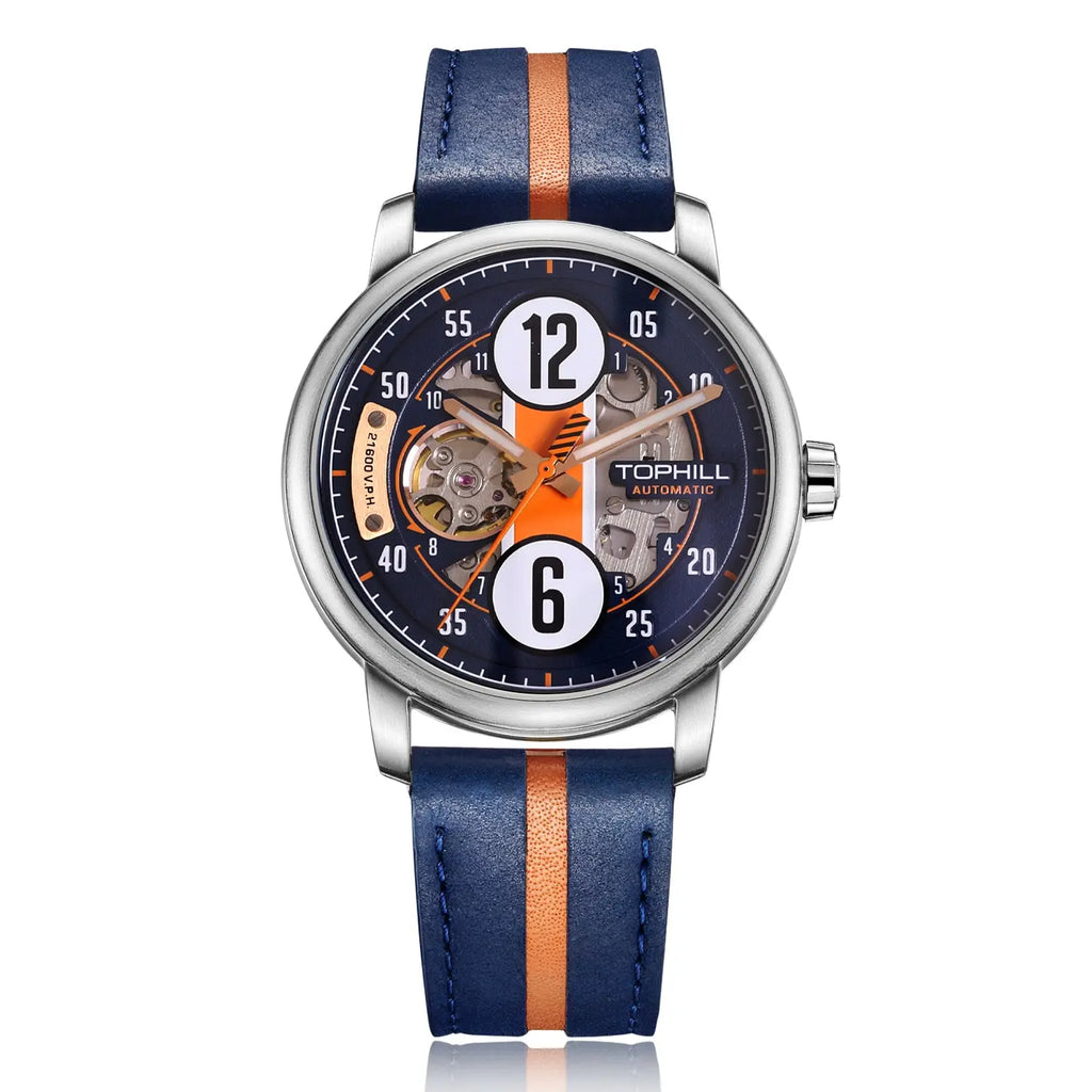 TOPHILL Men's Automatic Mechanical Watch - 44mm Open-Work Racing Dial, 21,600 BPH Self-Winding, 316L Stainless Steel, Sapphire Glass, 5ATM Water Resistant, Sport Luxury Wristwatch tophillwatch.com