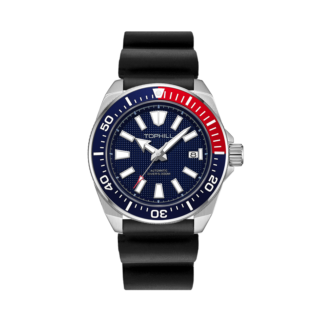 TOPHILL Men's Automatic Dive Watch 300M Waterproof, NH35 Movement, Sapphire Crystal, 316L Steel Bracelet, Luminous Dial, Date Function, Professional Diving Equipment TD008G tophillwatch.com