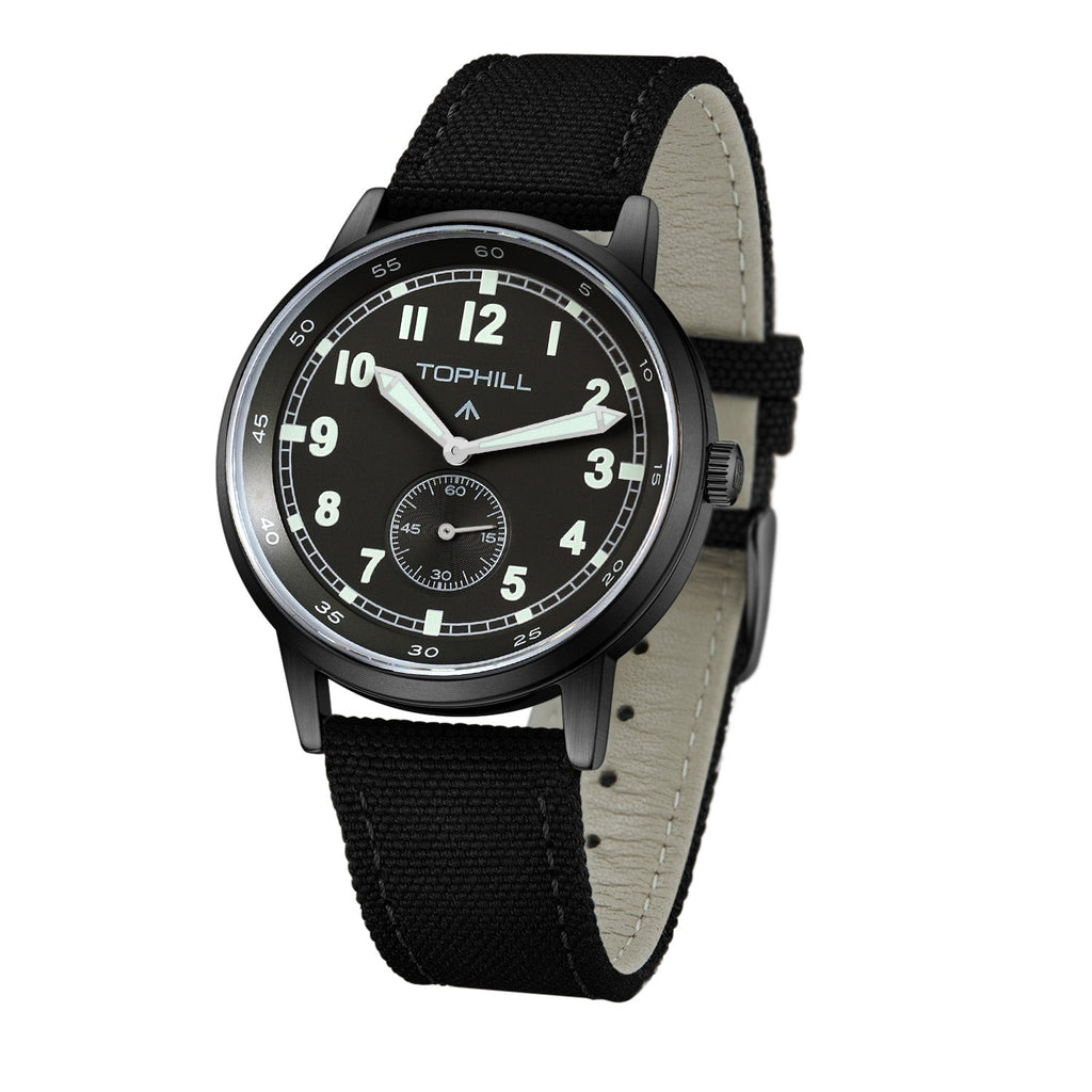 TOPHILL Men's Tactical Field Watch - 40mm Japan Quartz Movement, Canvas Band, Luminous Dial, Small Seconds, Sapphire Glass, Military Style Outdoor Watch for Men tophillwatch.com