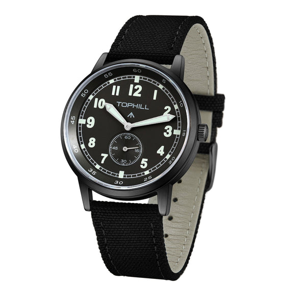 TOPHILL Herren Tactical Field Watch – 40mm Japanisches Quarzuhrwerk, Canvas-Armband, Leuchtendes Zifferblatt, Kleine Sekunde, Saphirglas, Militärstil Outdoor Uhr für Herren