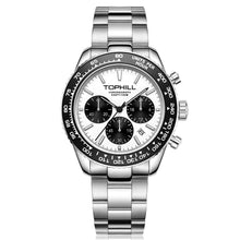 Lade das Bild in den Galerie-Viewer, TOPHILL Men's Racing Chronograph Watch - 42mm 304L Steel, Imported Quartz Movement, Sapphire Glass, Tachymeter Scale, 100M Water Resistant, Stainless Steel Band tophillwatch.com
