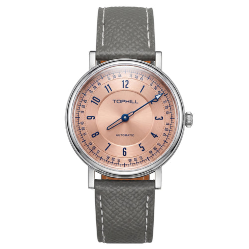 TOPHILL One-Hand Automatic Watch for Men, 40mm Miyota 9039 Movement, Sapphire Crystal, 316L Stainless Steel, 5ATM Waterproof, Genuine Leather Strap KIM002G