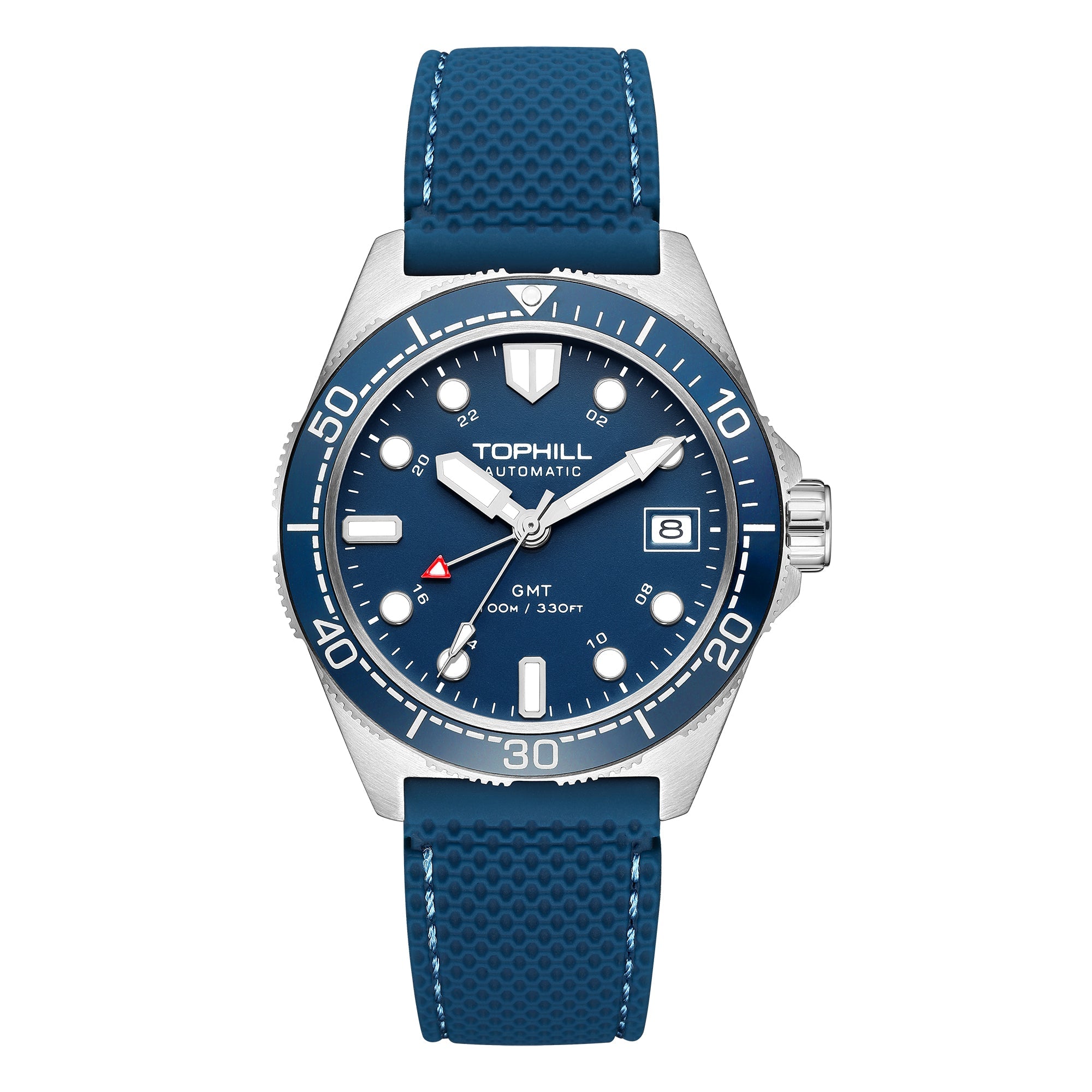 TOPHILL Mens Watches GMT Automatic Dive Watch|39.5mm 316L Steel Dive Watch|NH34 Movement|Sapphire Crystal|Ceramic Bezel|10ATM Water Resistant|BGW9 Luminous Rubber Strap Watch for Men tophillwatch.com