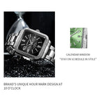 TOPHILL Men's Square Automatic Mechanical Watch - 38.5mm 316L Steel, Sunray Dial, 10 o'clock Hour Marker, Date Display, Solid Steel Band, 50M Water Resistant, Dress Business Watch tophillwatch.com