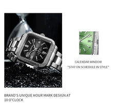 画像をギャラリービューアに読み込む, TOPHILL Men's Square Automatic Mechanical Watch - 38.5mm 316L Steel, Sunray Dial, 10 o'clock Hour Marker, Date Display, Solid Steel Band, 50M Water Resistant, Dress Business Watch tophillwatch.com
