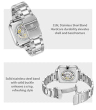 画像をギャラリービューアに読み込む, TOPHILL Men's Square Automatic Mechanical Watch - 38.5mm 316L Steel, Sunray Dial, 10 o'clock Hour Marker, Date Display, Solid Steel Band, 50M Water Resistant, Dress Business Watch tophillwatch.com
