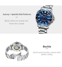 Lade das Bild in den Galerie-Viewer, TOPHILL Men's Professional Diver Watch - 45mm Automatic, 300m/1000ft Water Resistant, Unidirectional Bezel, Luminous Dial, Steel Bracelet + Bonus Rubber Band, Swiss Movement tophillwatch.com
