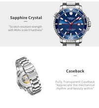 Lade das Bild in den Galerie-Viewer, TOPHILL Men's Professional Diver Watch - 45mm Automatic, 300m/1000ft Water Resistant, Unidirectional Bezel, Luminous Dial, Steel Bracelet + Bonus Rubber Band, Swiss Movement tophillwatch.com
