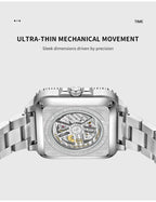 TOPHILL Men's Square Automatic Diver - 39mm 316L Steel, 10ATM/100M Water Resistant, Unidirectional Bezel, Date Window, Sapphire Glass, Turtle Safety Clasp, Original Design tophillwatch.com