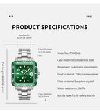 TOPHILL Men's Square Automatic Diver - 39mm 316L Steel, 10ATM/100M Water Resistant, Unidirectional Bezel, Date Window, Sapphire Glass, Turtle Safety Clasp, Original Design tophillwatch.com
