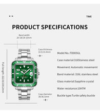 Lade das Bild in den Galerie-Viewer, TOPHILL Men's Square Automatic Diver - 39mm 316L Steel, 10ATM/100M Water Resistant, Unidirectional Bezel, Date Window, Sapphire Glass, Turtle Safety Clasp, Original Design tophillwatch.com
