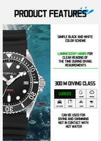 TOPHILL Men's Automatic Dive Watch 300M Waterproof, NH35 Movement, Sapphire Crystal, Luminous Dial, Date Function, Professional Diving Equipment TD007G tophillwatch.com