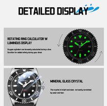 Lade das Bild in den Galerie-Viewer, TOPHILL Men's Automatic Dive Watch 300M Waterproof, NH35 Movement, Sapphire Crystal, Luminous Dial, Date Function, Professional Diving Equipment TD007G tophillwatch.com
