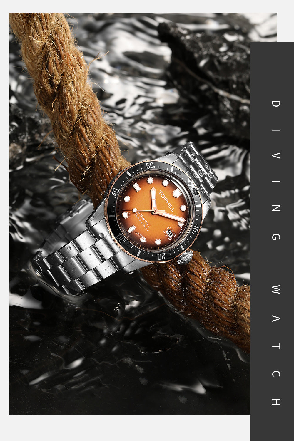 TOPHILL Men's Automatic Mechanical Watch 40mm Stainless Steel Bracelet 10ATM Waterproof NH35 Movement Luminous Date Window Dress Watch TD010G tophillwatch.com