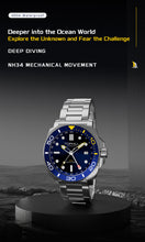 Lade das Bild in den Galerie-Viewer, TOPHILL Automatic Watches for Men|Diving Watch 300M Waterproof|GMT Watch|Super Luminous|Screw-Down Crown &amp; HEV|Ceramic Bezel|316L Stainless Steel &amp; Sapphire Crystal|Black Luxury Watch for Business Scuba Diving|Gift for Men tophillwatch.com
