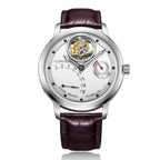 TOPHILL Men's Tourbillon Automatic Mechanical Watch 42.5mm Sapphire Crystal Leather Strap 5ATM Waterproof Retrograde Date Power Reserve Display Luxury Watch TU009G tophillwatch.com