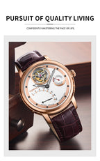 TOPHILL Men's Tourbillon Automatic Mechanical Watch 42.5mm Sapphire Crystal Leather Strap 5ATM Waterproof Retrograde Date Power Reserve Display Luxury Watch TU009G tophillwatch.com