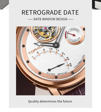 Lade das Bild in den Galerie-Viewer, TOPHILL Men's Tourbillon Automatic Mechanical Watch 42.5mm Sapphire Crystal Leather Strap 5ATM Waterproof Retrograde Date Power Reserve Display Luxury Watch TU009G tophillwatch.com
