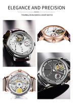 TOPHILL Men's Tourbillon Automatic Mechanical Watch 42.5mm Sapphire Crystal Leather Strap 5ATM Waterproof Retrograde Date Power Reserve Display Luxury Watch TU009G tophillwatch.com