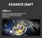 TOPHILL Men's Tourbillon Automatic Mechanical Watch 43.7mm Sapphire Crystal Leather Strap 5ATM Waterproof Kinetic Energy Reserve Display Luxury Dress Watch TU013G tophillwatch.com