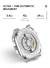 Lade das Bild in den Galerie-Viewer, TOPHILL Men's Square Automatic Watch - 39mm 316L Steel Case &amp; Bracelet, Date Window, Sapphire Glass, 5ATM Water Resistant, Butterfly Clasp, Luxury Sports Watch tophillwatch.com
