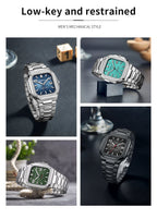 TOPHILL Men's Square Automatic Watch - 39mm 316L Steel Case & Bracelet, Date Window, Sapphire Glass, 5ATM Water Resistant, Butterfly Clasp, Luxury Sports Watch tophillwatch.com