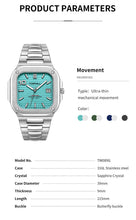 Lade das Bild in den Galerie-Viewer, TOPHILL Men's Square Automatic Watch - 39mm 316L Steel Case &amp; Bracelet, Date Window, Sapphire Glass, 5ATM Water Resistant, Butterfly Clasp, Luxury Sports Watch tophillwatch.com
