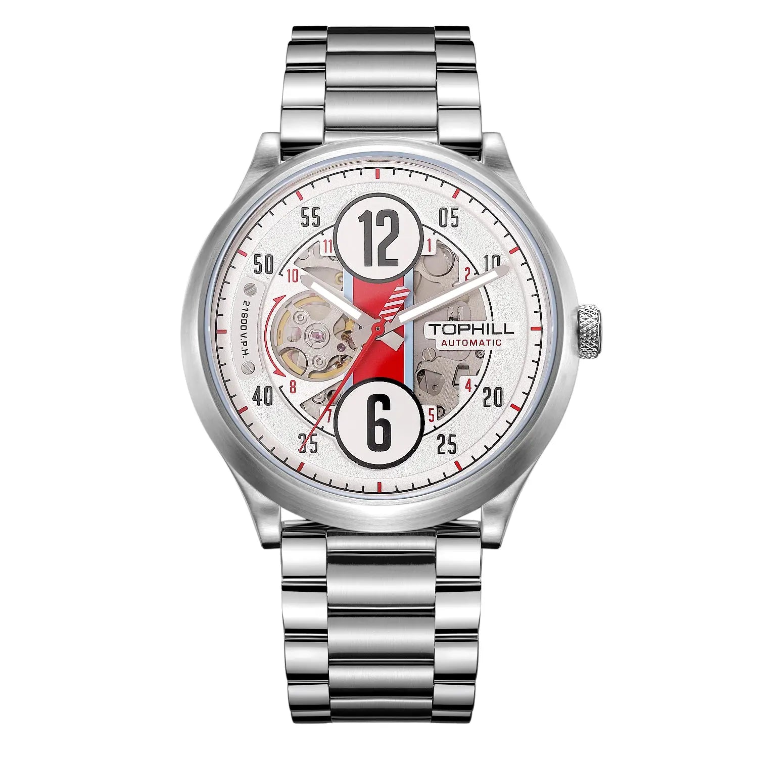 TOPHILL Men's Automatic Mechanical Watch - 44mm Open-Work Racing Dial, 21,600 BPH Self-Winding, 316L Stainless Steel, Sapphire Glass, 5ATM Water Resistant, Sport Luxury Wristwatch tophillwatch.com