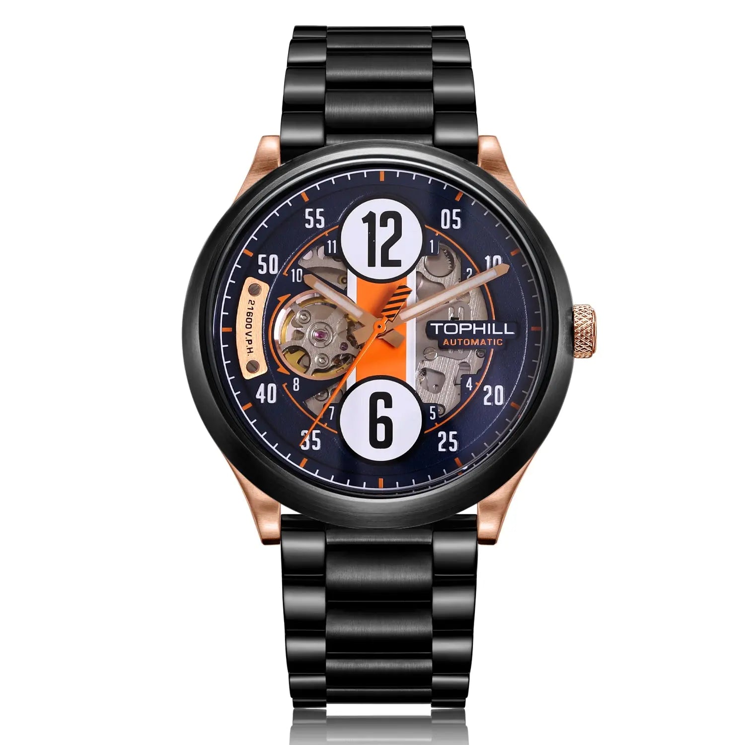 TOPHILL Men's Automatic Mechanical Watch - 44mm Open-Work Racing Dial, 21,600 BPH Self-Winding, 316L Stainless Steel, Sapphire Glass, 5ATM Water Resistant, Sport Luxury Wristwatch tophillwatch.com