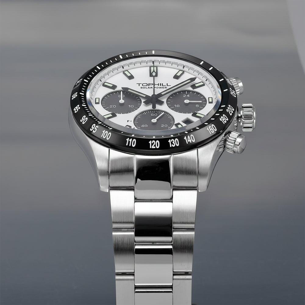 TOPHILL Men's Watch Solar Chronograph Watches for Men TL029G|42mm 316L Stainless Steel, Sapphire Crystal|5ATM Water Resistant, Sport Casual Wrist Watch for Men tophillwatch.com