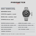 TOPHILL Men's Automatic Dive Watch 300M Waterproof, NH35 Movement, Sapphire Crystal, 316L Steel Bracelet, Luminous Dial, Date Function, Professional Diving Equipment TD008G tophillwatch.com
