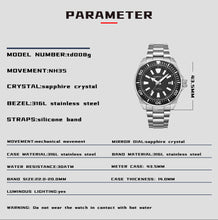 Lade das Bild in den Galerie-Viewer, TOPHILL Men's Automatic Dive Watch 300M Waterproof, NH35 Movement, Sapphire Crystal, 316L Steel Bracelet, Luminous Dial, Date Function, Professional Diving Equipment TD008G tophillwatch.com
