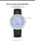 TOPHILL SIMPLE Men's Classic Analog Watch - 40mm Steel Case, Sapphire Glass, Leather Band, Multi-Level Dial with Date Display, 3ATM Water Resistant, Minimalist Business Watch for Men