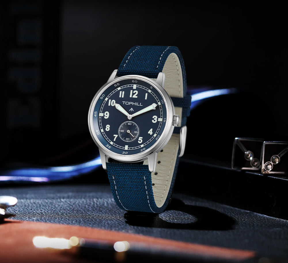 TOPHILL Men's Tactical Field Watch - 40mm Japan Quartz Movement, Canvas Band, Luminous Dial, Small Seconds, Sapphire Glass, Military Style Outdoor Watch for Men tophillwatch.com