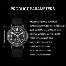 Lade das Bild in den Galerie-Viewer, TOPHILL Men's Tactical Field Watch - 40mm Japan Quartz Movement, Canvas Band, Luminous Dial, Small Seconds, Sapphire Glass, Military Style Outdoor Watch for Men tophillwatch.com
